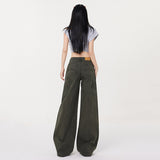 Micro-Razhu Sailwork Jeans Spring And Summer New High-Waisted Loose Broad-Legged Trousers Women Kaqi Dress Trousers