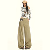 Autumn Thin Women's Kaqi Color Wide-Legged Jeans New Design Sense Loose Straight Cutter
