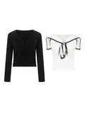 Navy Collar Top Two Sets Of College Style Long-Sleeved Knitted Sweater Fashion Temperament Thin Fashion Casual