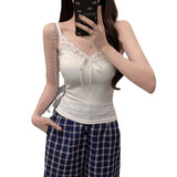 765# Pure Sexual Lace Splicing Pit Sling Sling Vest Woman With Chest Mat Inside Slimming Bottom Shirt
