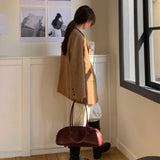 Autumn And Winter Korean Version Of The Fashionable French Retro Millard Leather Velvet Loose Casual Blazer 2 Colors