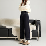 Autumn And Winter New Small Bullet Straight Jeans Women High Waist With Small Eight Nine Minutes Of Smoke Tube Grandmother Pants