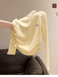 Milk Yellow Long Sleeve Slim Bottoming Shirt T-Shirt Women 2025 Early Autumn New Waist Show Thin Small Man Inside The Coat