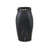 Korean Version Of The Famous Sexy Temperament Pu Skin Repair Kite Half Skirt In Front Of The Fork Half Skirt Lightly Fashionable Thin Midskirt