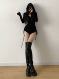 Spice Girls Hooded Casual Jumpsuit Women Thin Outerwear Fitness Suit Tight Waist Long Sleeve Yoga Jumpsuit
