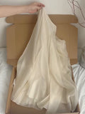 Apricot Skirt Spring And Summer 2026 New High-Rise Thin A Word Hundred Folded Lotus Leaf Side Long Skirt