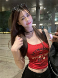 2080# Seamless Letter Print Sling Vest Wearing Fashion Beauty Back-Up With Chest Pad Vest Top