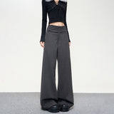 Casual Hanging With Thin Trousers Mop Loose Autumn And Winter New Side-Waist Button Waist Line Commuting