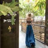2026 Thai Holiday Bohemian Retro National Style Suit Women's Printed Blouse Half-Dressed Two-Case