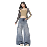 Mali Mary & Vintage | Deconstruct Multi-Pocket Design | Loose-Fitting Wide-Legged Jeans Girl Eichun Pattern