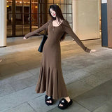 Little King Lost Autumn Day Slim High Fishtail Dress Women's Spring Dress New Long Dress