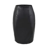 Korean Elastic Pu-Skin Skirt Women Autumn Pink Ass Skirts Slim High Waist Skirt Mid-Skirt Temperament Half Skirt
