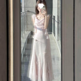 Swing Style Of Thousands Of Kinds Of Skirts Seaside Holiday French High-End Super Beautiful Beautiful Unique Pink Dress
