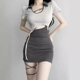 Pure Lusty Temperament Design With A Dress Niche Care Chic Hot Babes Short Skirt Tide
