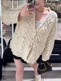 Heavy-Work Hand Hook 150 Petal Incense Sweater Coat Women's Spring Romantic Atmosphere Knitted Open Shirt