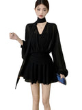 French Sexy Design Feeling Waist Slightly With Long-Sleeved Dress 2026 Spring And Autumn New Sexy A Skirt