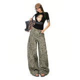 26Th Ootd!| Spring 2026 New Water Wash To Make Old Leopard Print Wide-Leg Jeans