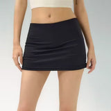 Vintage Sports Low-Rise Skirt Girl Body Elastic Display Thin One Step Bottom Short Skirt Yoga Fitness Skirt