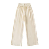 Lulu With The Same Flower Crotch Waist High-Waisted Yoga Pants Casual Loose Thin Slacks Retro Broad Leg Trousers