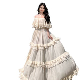 2025 New High-End French Shoulder Oversized Swing Before And After Two Wearing Sanya Travel Holiday Fairy Dress