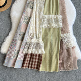 Yunnan Tourism Seaside Resort Style Retro Broken Flowers Spliced Slinged Dress Women Summer Small Loose Long Dress
