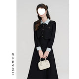 2025 Spring And Autumn New College Wind Formal Occasion Teaching Interview Fake Two Splicing Colliding Color Polo Dress