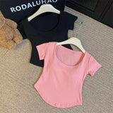5020# People Cotton Short Sleeve Simple Style With Chest Pads Short-Sleeved Hottie Wearing Short-Sleeved T-Shirts Summer T-Shirts