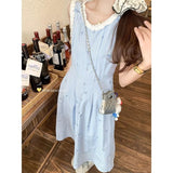 French Blue Striped Sleeveless Sleeveless Vest Dress Women's Summer 2026 Unique Beauty Slimy Dress