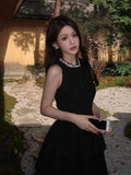 Beautiful Hottie Waist Dress Women's Dress French Temperament Gold High-Grade Small Black Dress Birthday Dress Skirt