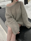 Ma Hai Mao And Female Star Import Ultra-Young Horse Sea Series Loose Long-Sleeved Velvet Sweater