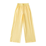 Lulu With The Same Flower Crotch Waist High-Waisted Yoga Pants Casual Loose Thin Slacks Retro Broad Leg Trousers