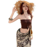 Lazy Holiday Hottie Bra Sling Vest Summer Sexy Irregular Half Skirt Two-Piece Travel Wear