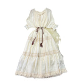 Bohemian Holiday Style Dress 2025 New Ins Travel Skirt Sweet Bubble Sleeve Splicing Tuxedo Dress