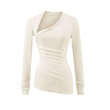 Kardashian Spice Girls New Waist Repair Irregular Long Sleeve Collar Blouse Flipped Hip Skirt Two-Piece