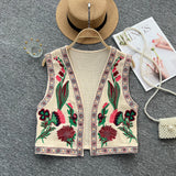 Vintage National Style Outside The Shirt Of Women's Thin Heavy Industry Embroidery Small Group Embroidery Full Of Short Vest Tops