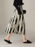 2026 Spring New Fashion High-Waist Thin Three House Folds Print A-Word Skirt Women Loose Waist
