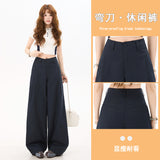 1010 Spring New Micro-Bneer Trousers High Waist Thin Feeling Casual Broad Leg Trousers Women