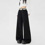 After Clipping Black Low-Waist Casual Suit Female Autumn And Winter Hottie Loose Feeling Straight Broad Leg Trousers & Length
