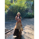 Autumn Xinjiang Sichuan West Tourism Wearing A Set Of Maillard Retro Style Yunnan Dali Dress