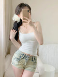 696# Summer With Chest Cushions Small Sling Vest Women Tight Body Pure Desire To Wear Inside And Outside The Bottom Of The Bottom
