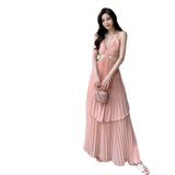French Pure-Wane Truss Irregularly Exposed Waist Thin Sling Dress Female Sanya Seaside Holiday Beach Dress