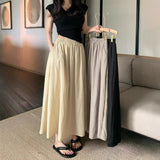 Folded Long Skirt Women Summer 2026 New Retro High-Rise Thin Tight Waist A-Shaped Skirt Umbrella Skirt