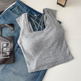 6033 # Dopamine Sling Vest Flying Sleeves Hottie Summer Short Small Design Wear Out-Of-Back