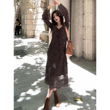 Sensing V Collar Wave Dot Dress Women's Autumn New Small Small And Well-Beautous Small Beauty Poofing Dress