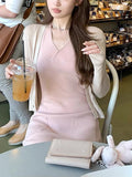 Knitting Season_Soft Sky Silk Cardigan With Two Sets Of White Knitted Cardigan Outside The Sunscreen Air Conditioning Shirt
