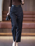 Casual Sickle Pants Women Spring And Autumn New High-Rise Thin Straight Barrel Small Design Sense Harlan Pants