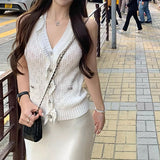 Early Autumn Sweet Lemon Jennie The Same Money Yellow Knitting Vest + Open Shirt White Suit Woman
