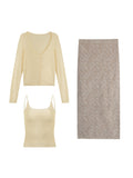 Softeur Base Two-Piece Set Knitted Open-Shirt Sling / Broken Flower Half-Body Skirt
