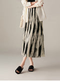 2025 Spring New Fashion High-Waist Thin Three House Folds Print A-Word Skirt Girl Tight Waist