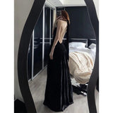 French V-Neck Hanging Neck Dress Dress Women's Seaside Vacation Beautiful Back Sexy Open Fork Showing Skinny Dress Travel